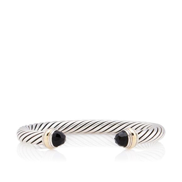 David Yurman Jewelry - David Yurman Sterling Silver 14k Gold Onyx Cable Classics 7mm Cuff